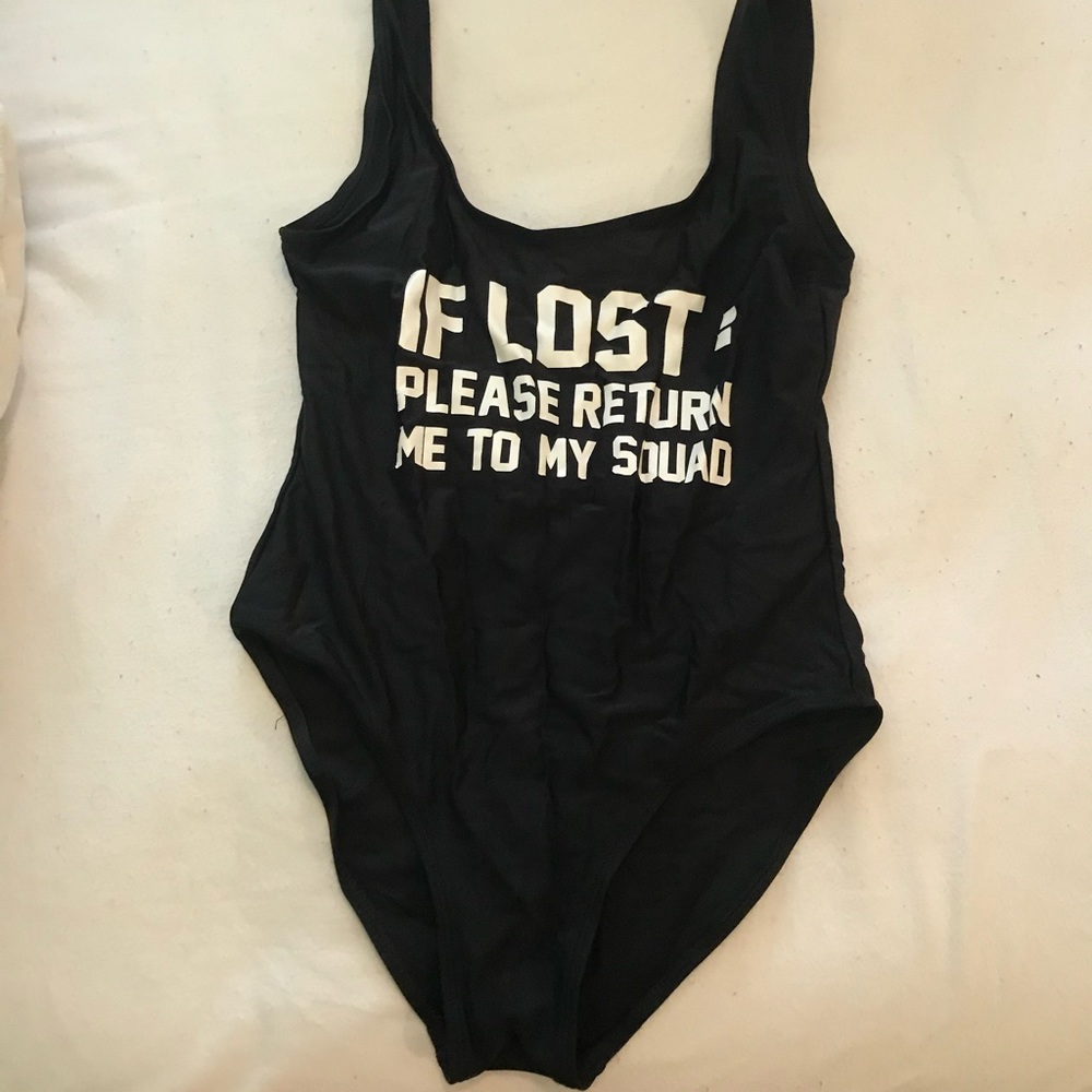 Black one piece bathing suit size M